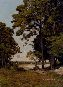 アンリ・ハーピニー Painting - アリエ・バルビゾンのほとりの夏の日の風景 アンリ・ジョゼフ・ハルピニー